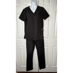 Figs Black Straight Leg Pants & Jumpsuit Set